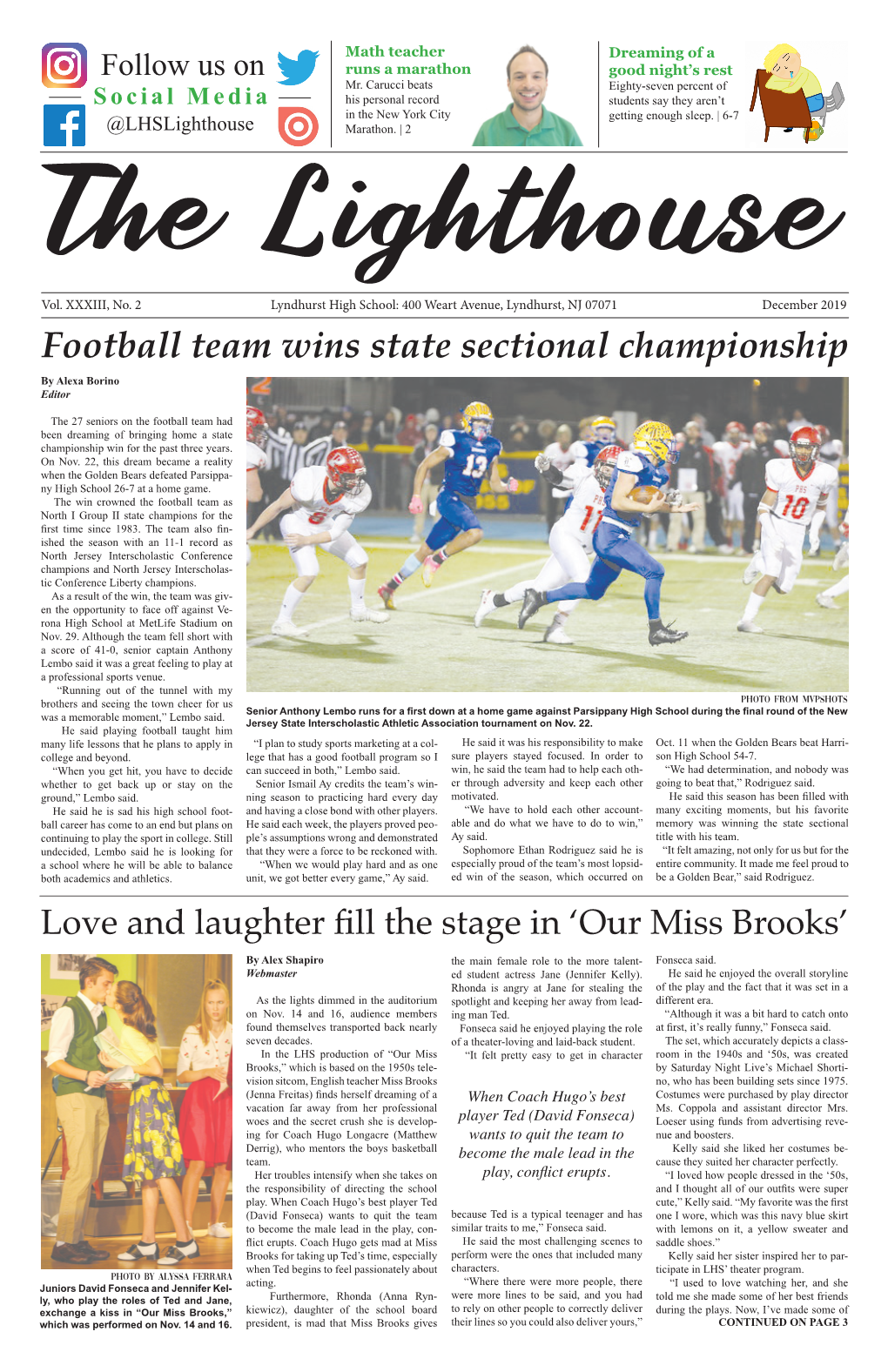 Football Team Wins State Sectional Championship by Alexa Borino Editor