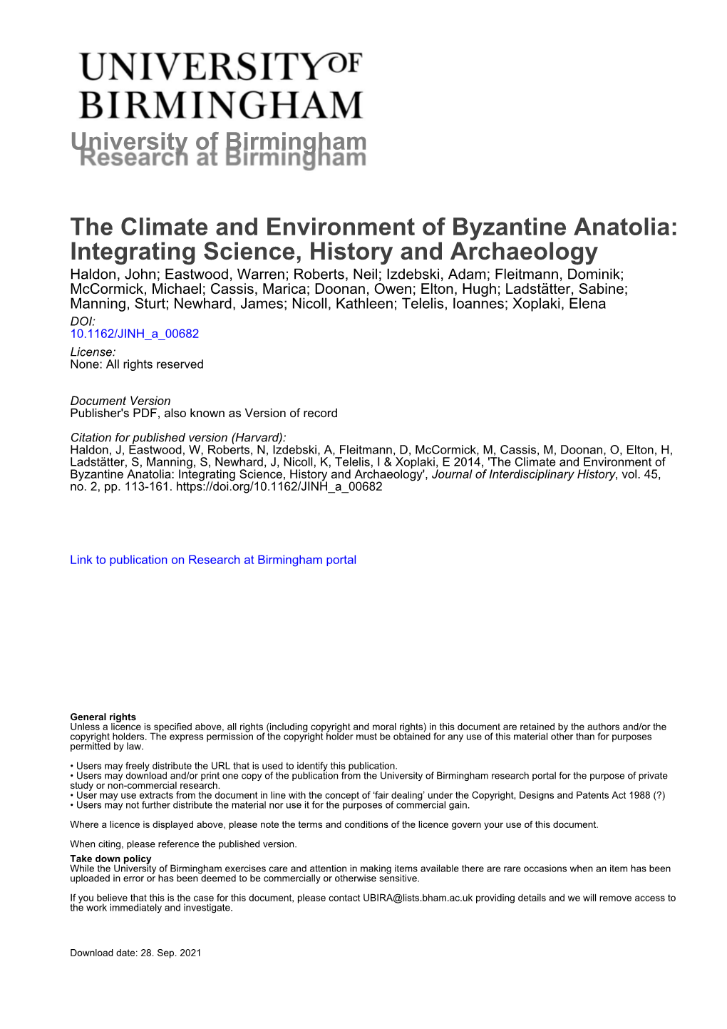 University of Birmingham the Climate And