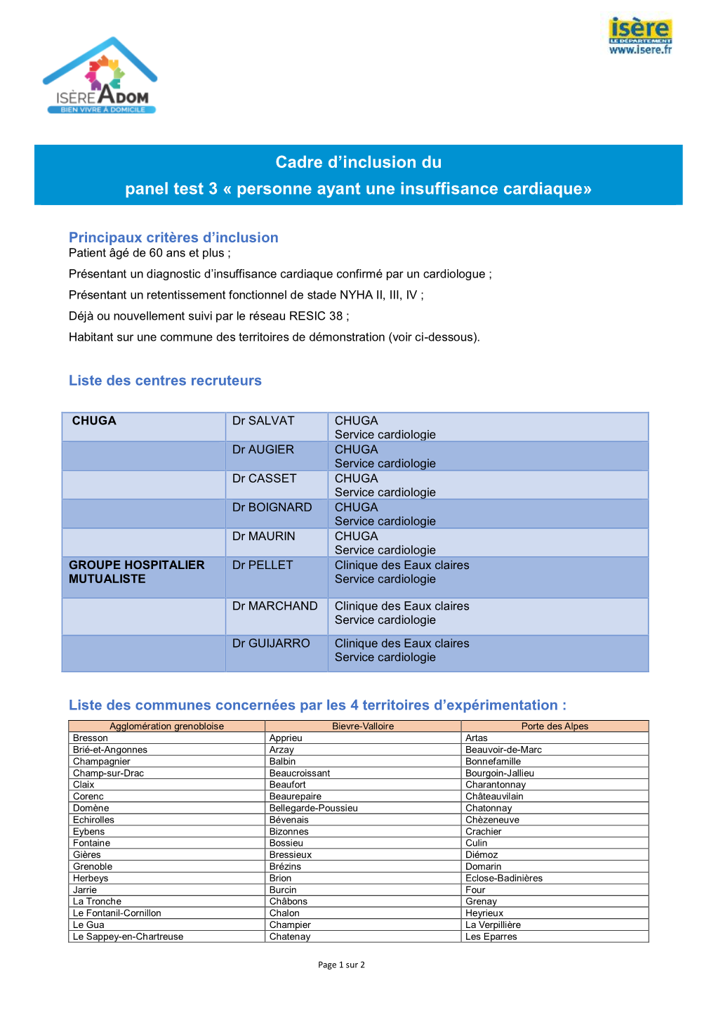 Cadre D'inclusion Du Panel Test 3 « Personne Ayant Une Insuffisance