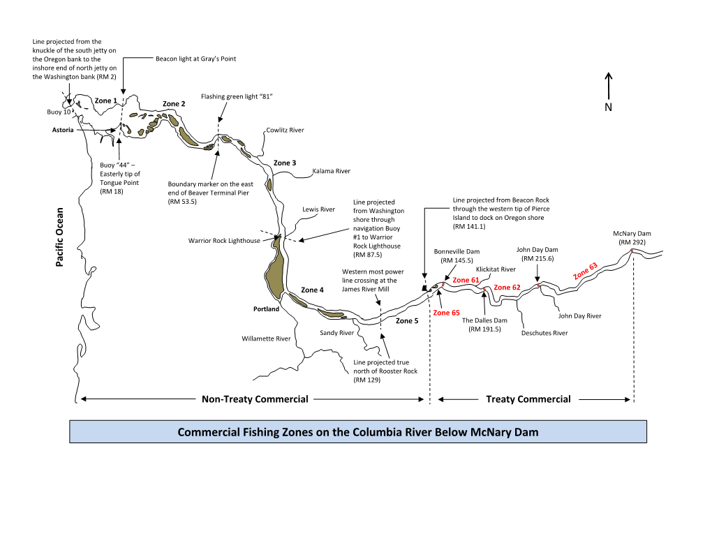 Commercial Fishing Zones on the Columbia River Below Mcnary Dam