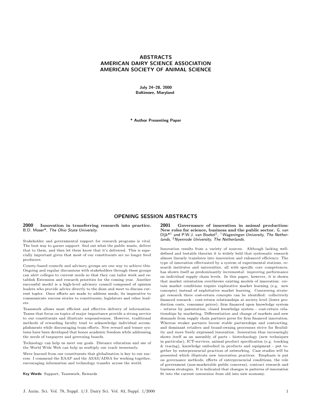 Abstracts American Dairy Science Association American Society of Animal Science