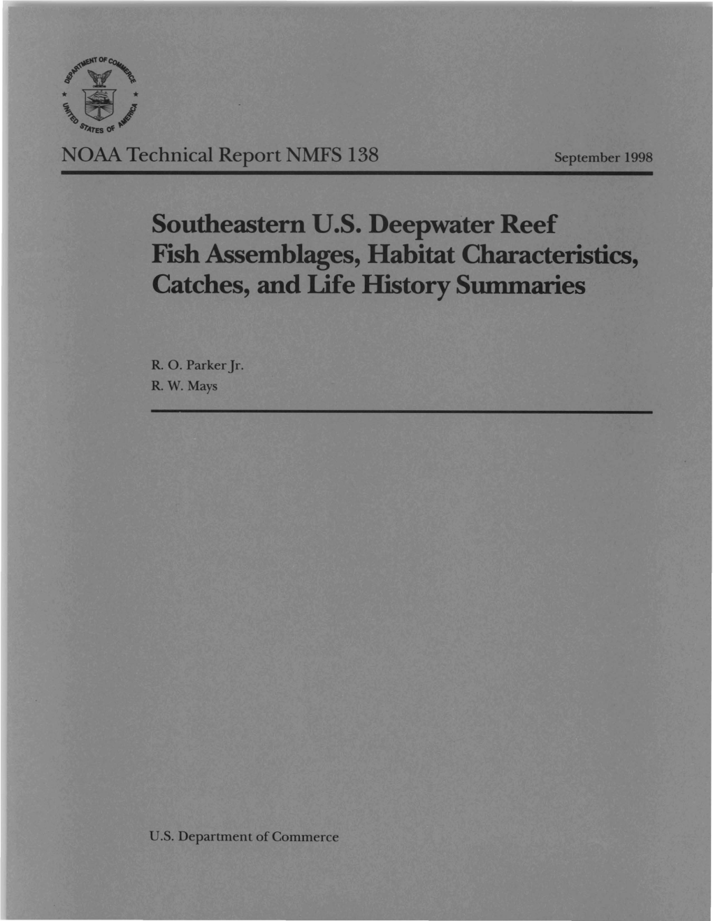 Southeastern US Deepwater Reef Fish Assemblages, Habitat