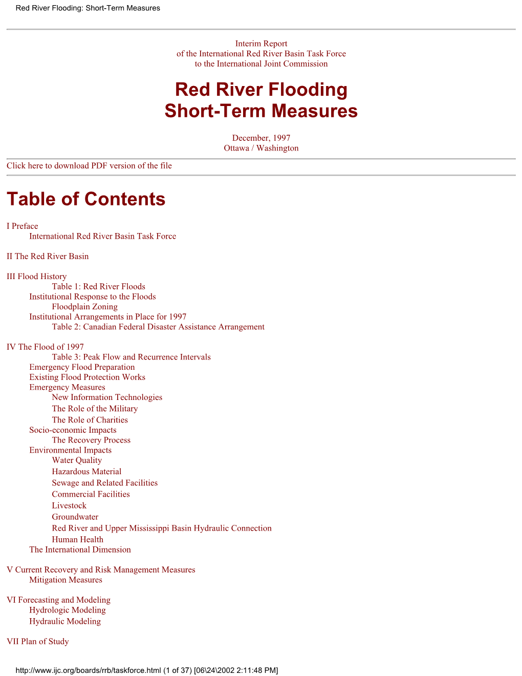 Red River Flooding Short-Term Measures