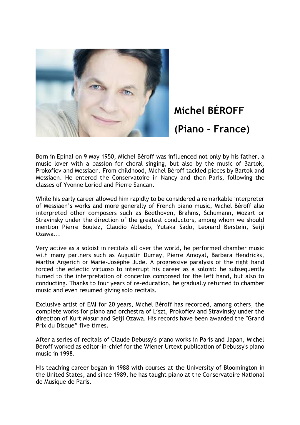 Michel BÉROFF (Piano - France)