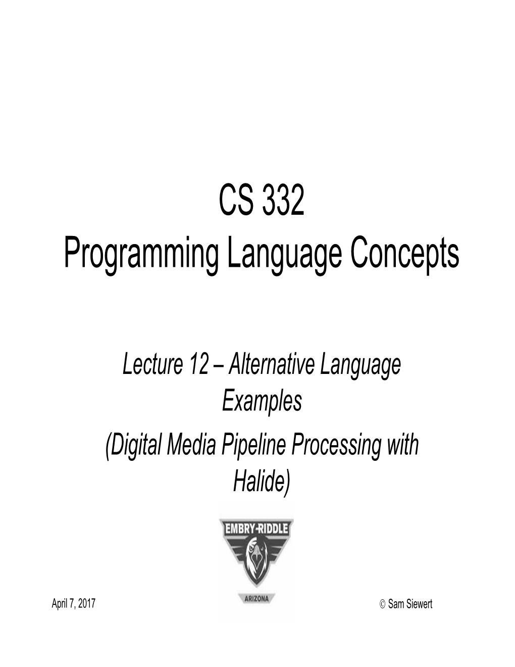 CS 332 Programming Language Concepts