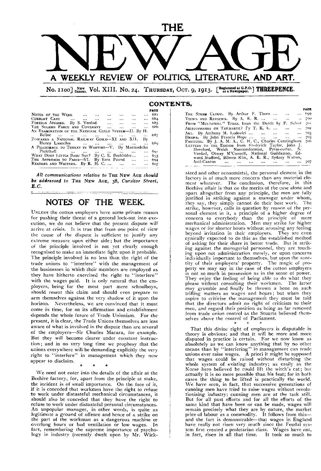 New Age, Vol. 13, No. 24, Oct. 9, 1913