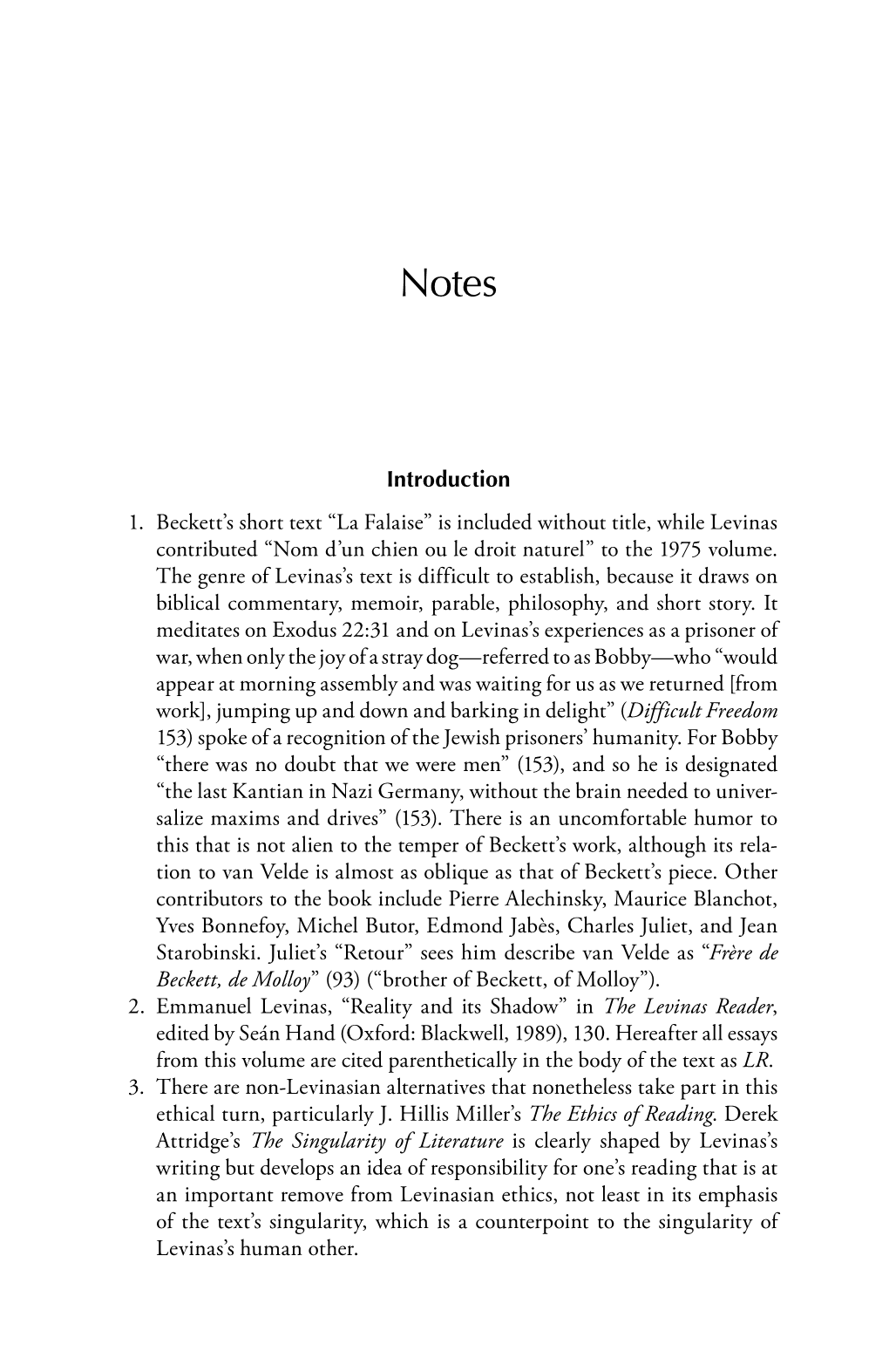 Introduction 1 . Beckett's Short Text “La Falaise” Is Included Without Title