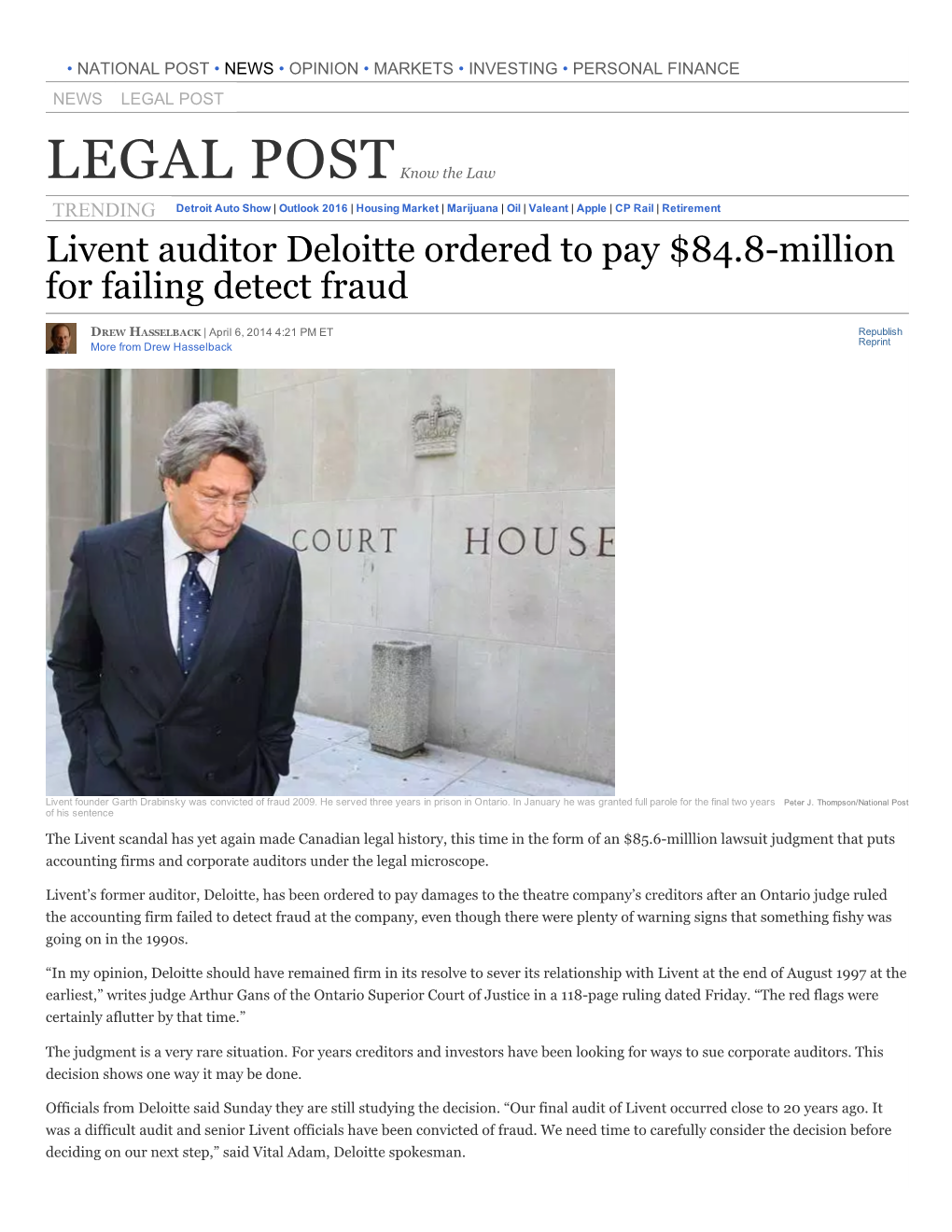 Livent Auditor Deloitte Ordered to Pay $84.8Million for Failing Detect Fraud