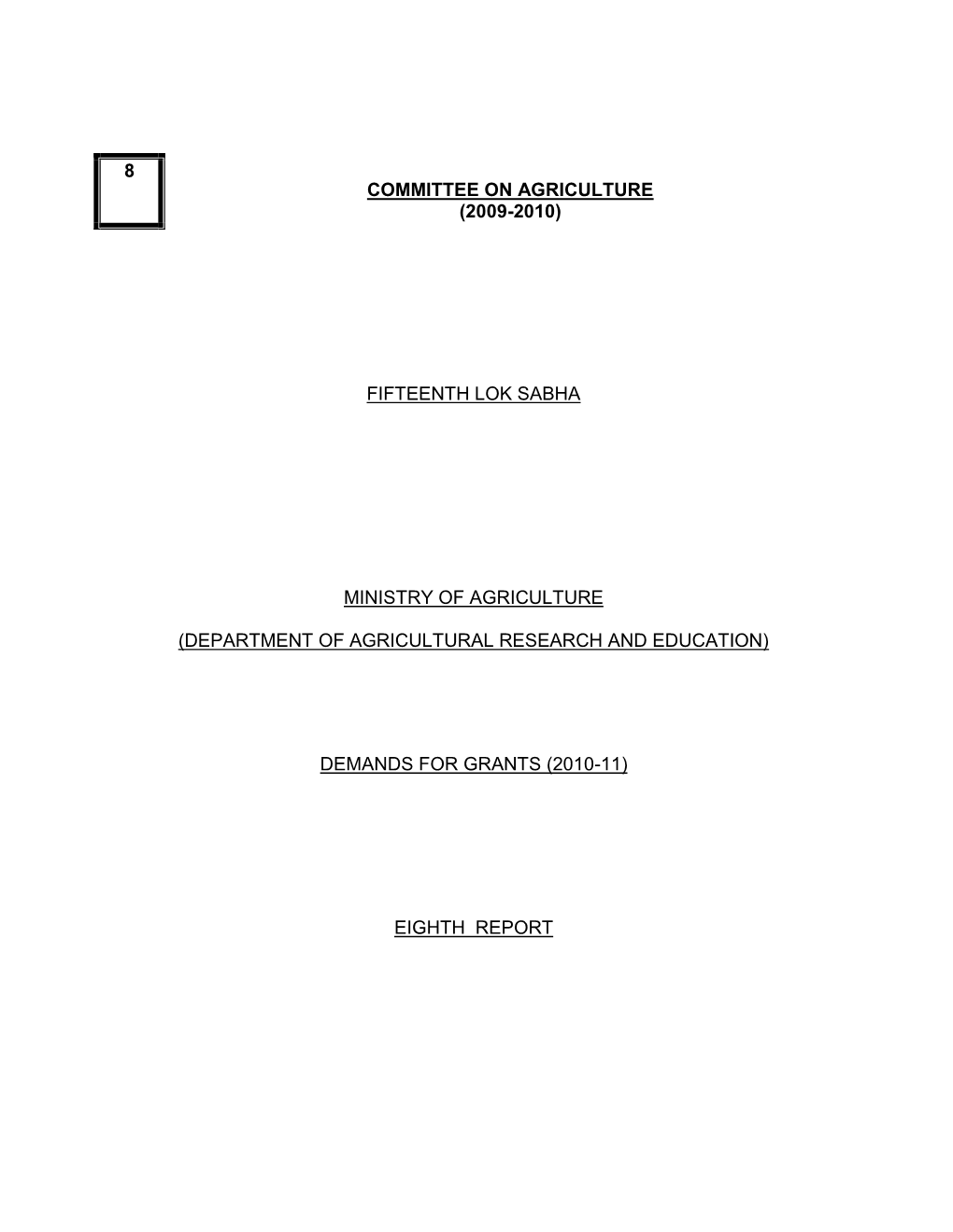 Committee on Agriculture (2009-2010)