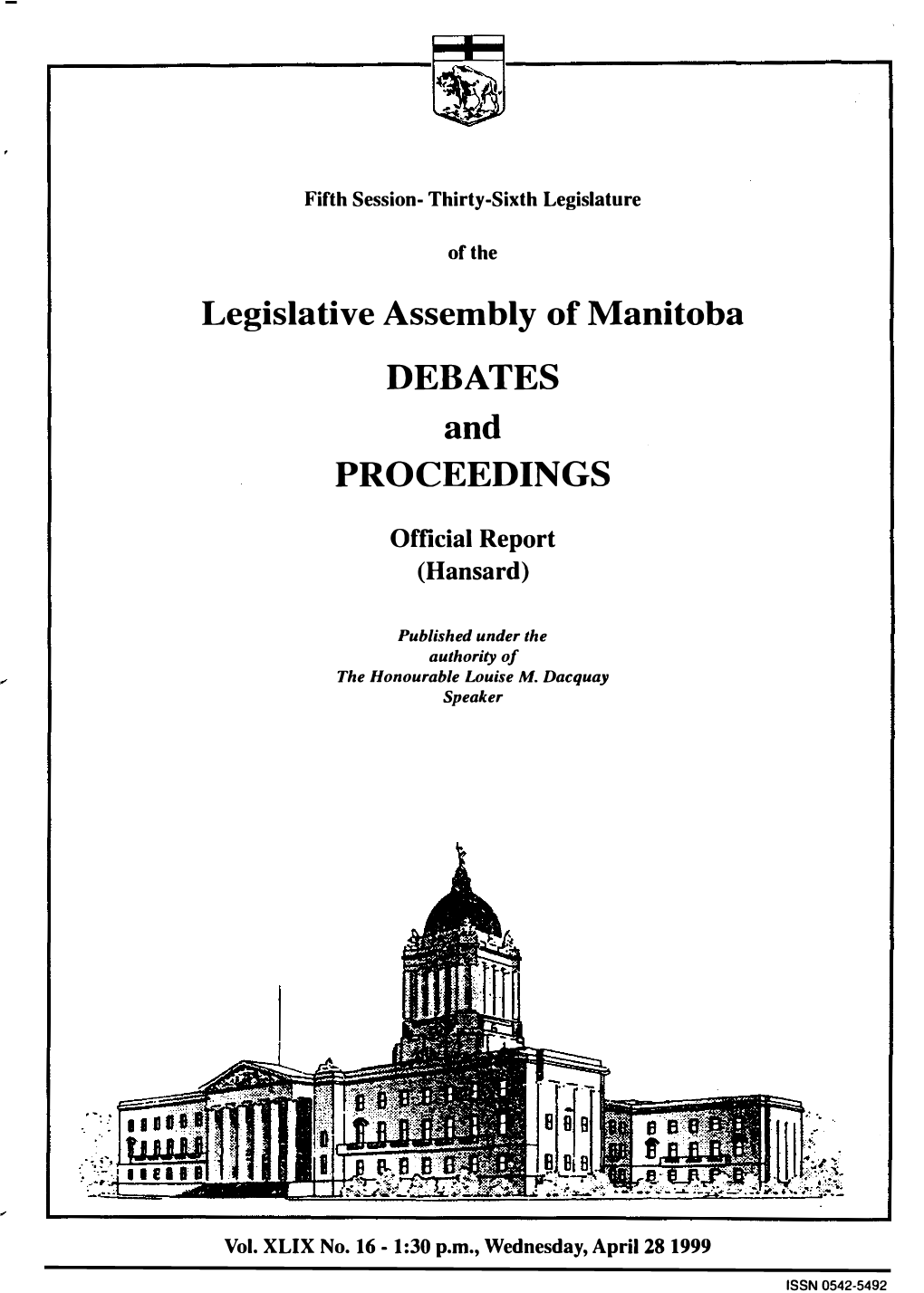 Legislative Assembly of Manitoba DEBATES