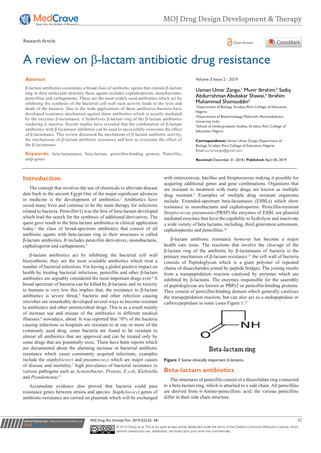 A Review on Β-Lactam Antibiotic Drug Resistance