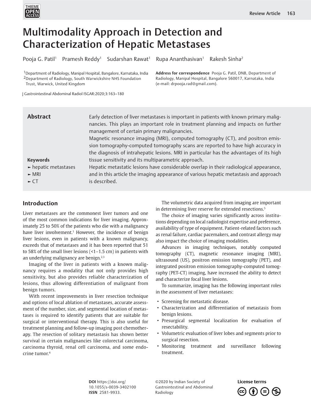 Multimodality Approach in Detection and Characterization of Hepatic Metastases