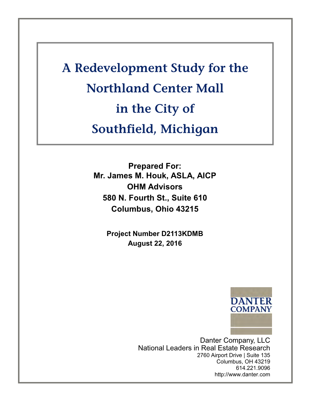 A Redevelopment Study for the Northland Center Mall in the City of Southfield, Michigan