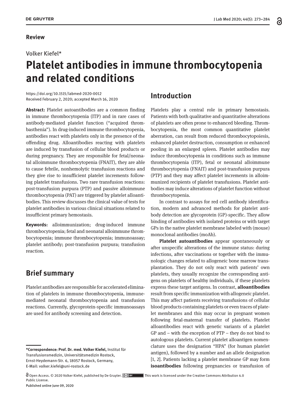 Platelet Antibodies in Immune Thrombocytopenia and Related