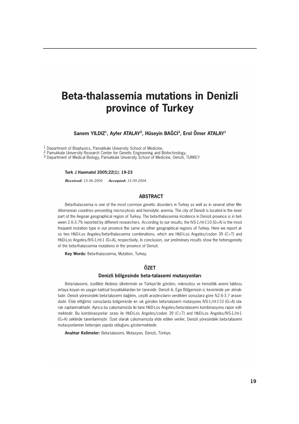 19-23 Beta Thalassemia