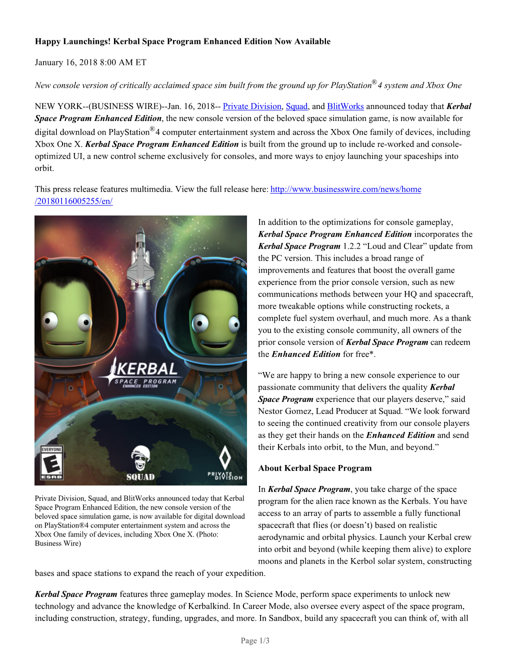 Kerbal Space Program Enhanced Edition Now Available January 16