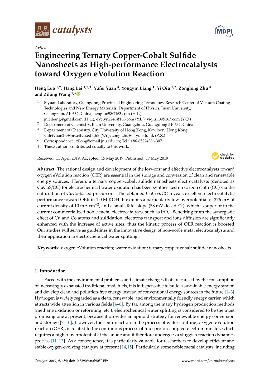 Engineering Ternary Copper-Cobalt Sulfide Nanosheets As High