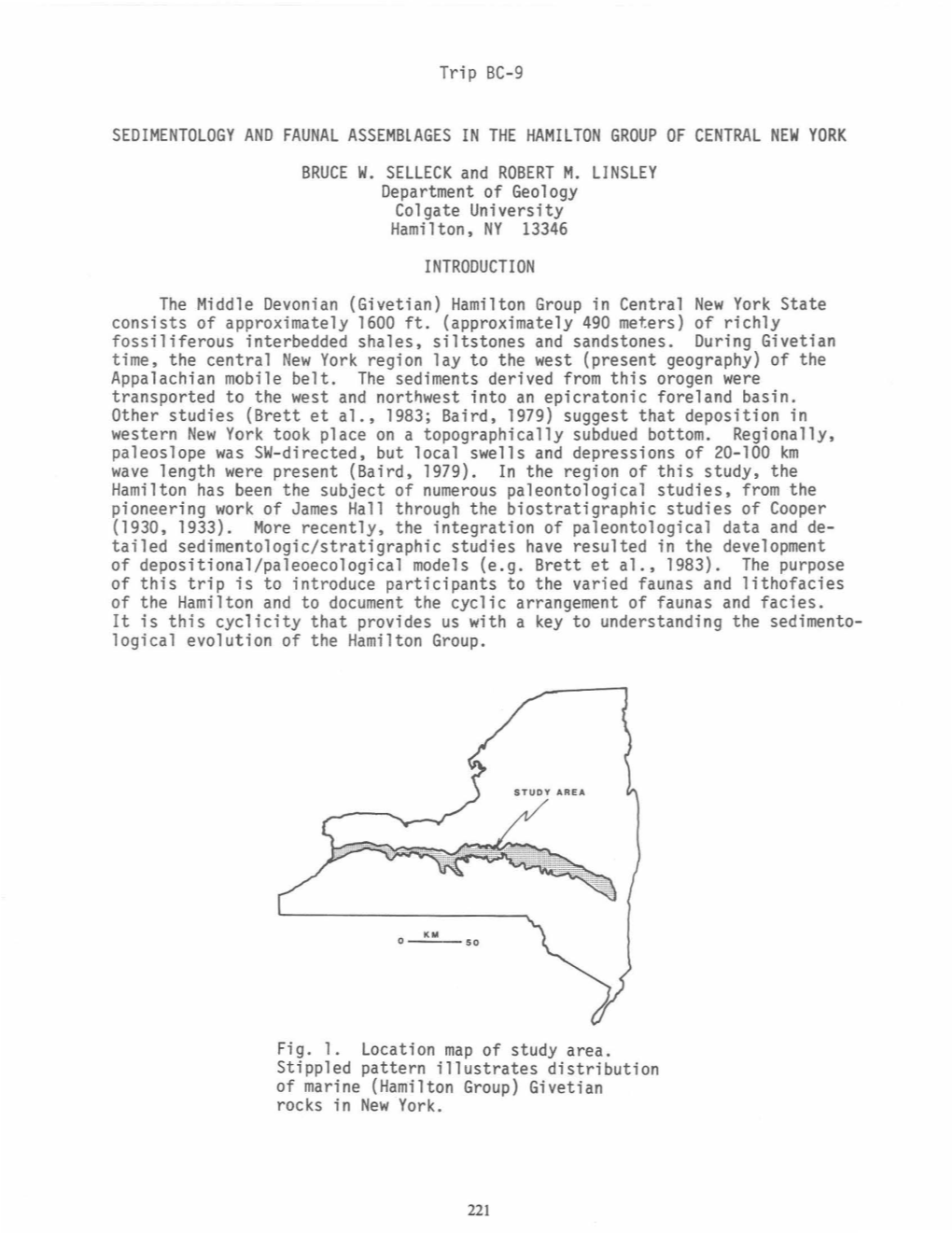 Trip BC-9 SEDIMENTOLOGY and FAUNAL ASSEMBLAGES in THE