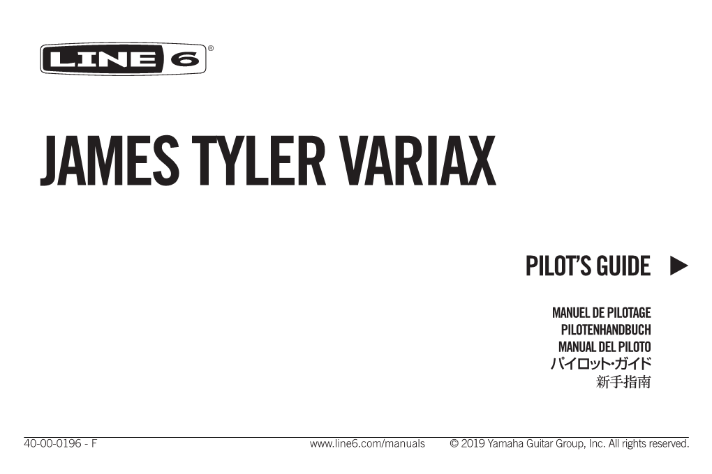 Line 6 James Tyler Variax Pilot's Guide