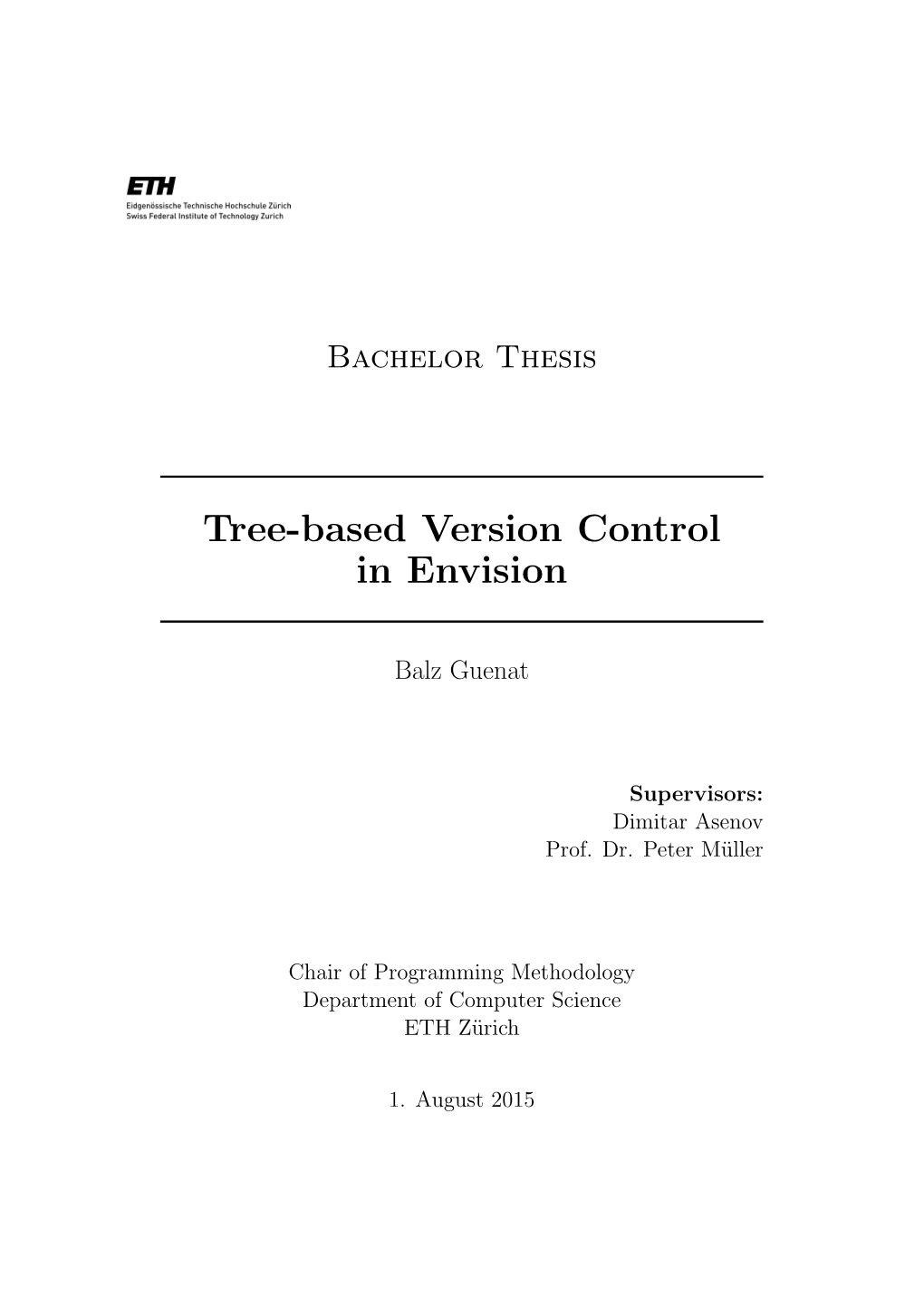 Tree-Based Version Control in Envision
