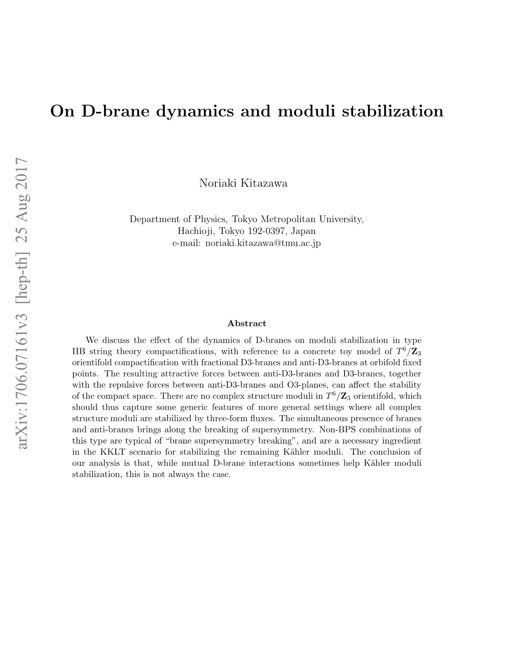 On D-Brane Dynamics and Moduli Stabilization