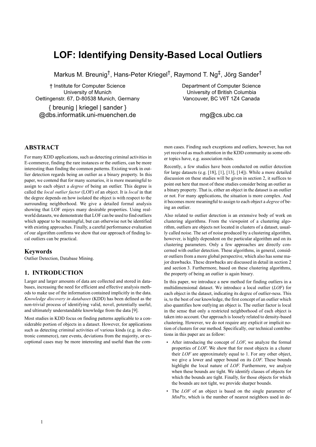 LOF: Identifying Density-Based Local Outliers