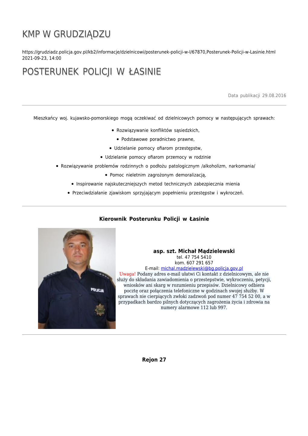 Posterunek Policji W Łasinie