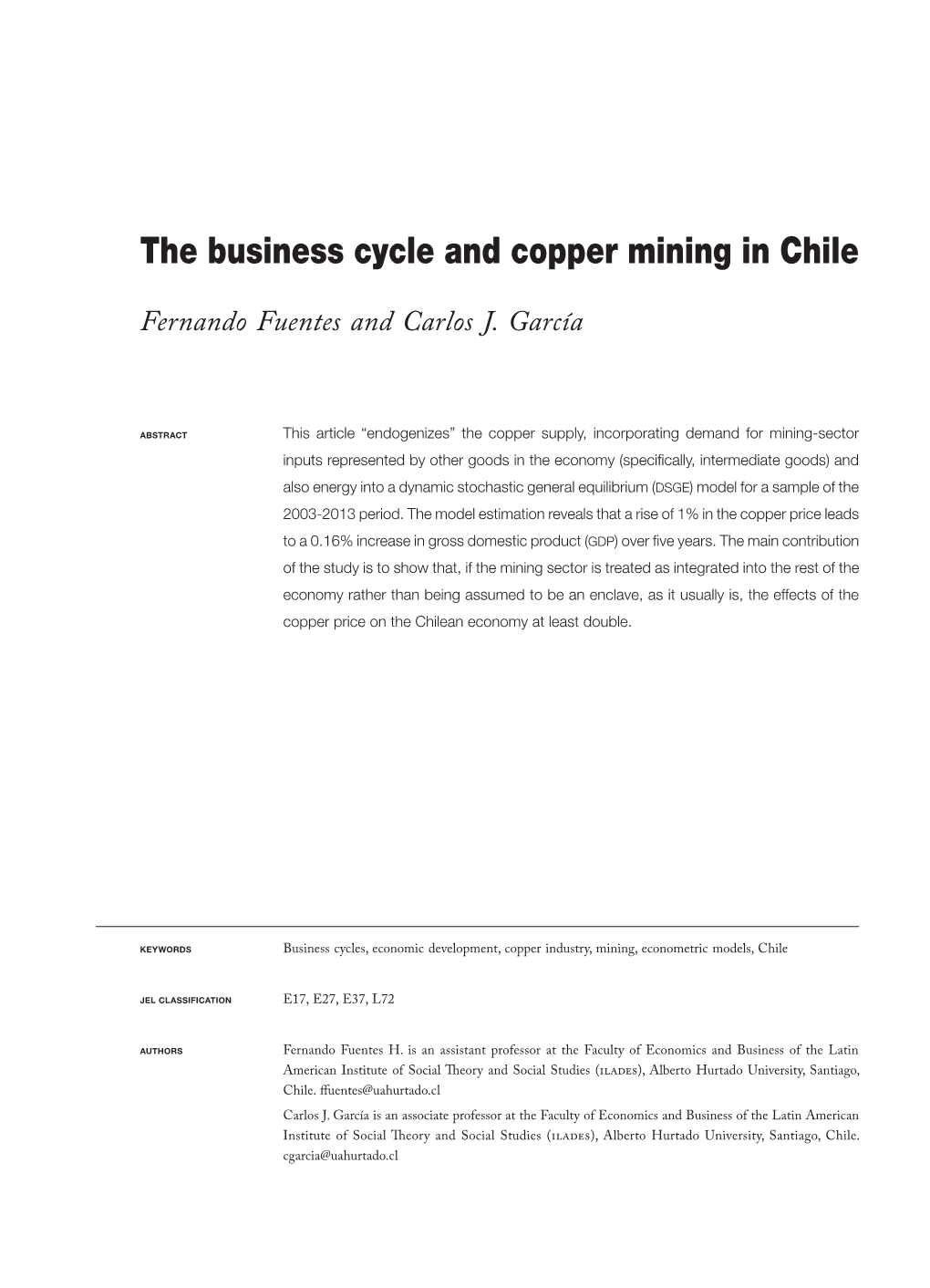 The Business Cycle and Copper Mining in Chile