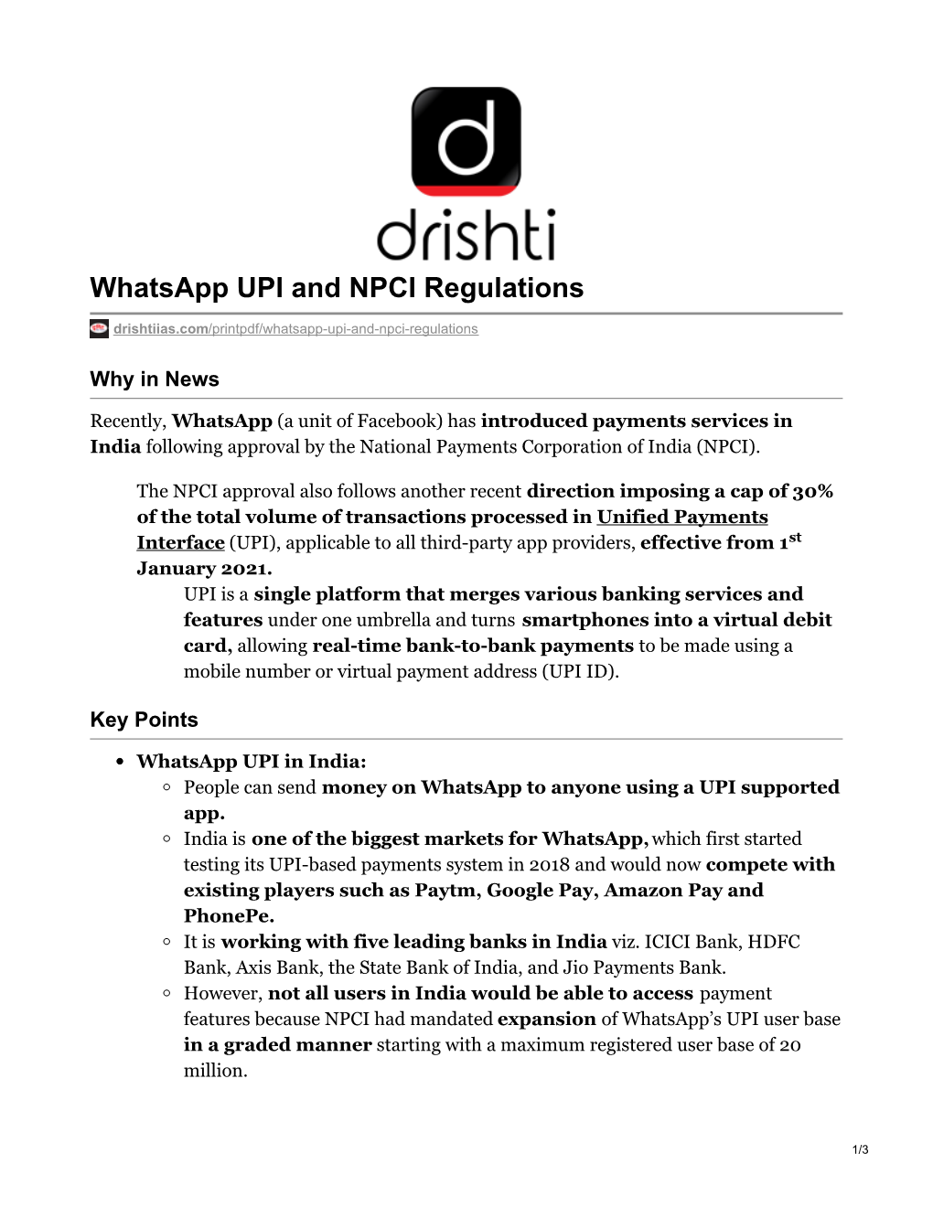 Whatsapp UPI and NPCI Regulations