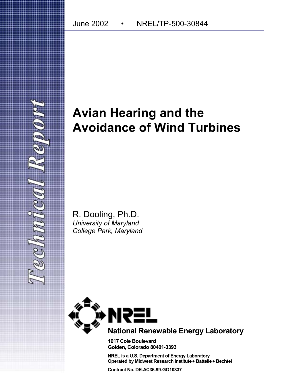 Avian Hearing and the Avoidance of Wind Turbines