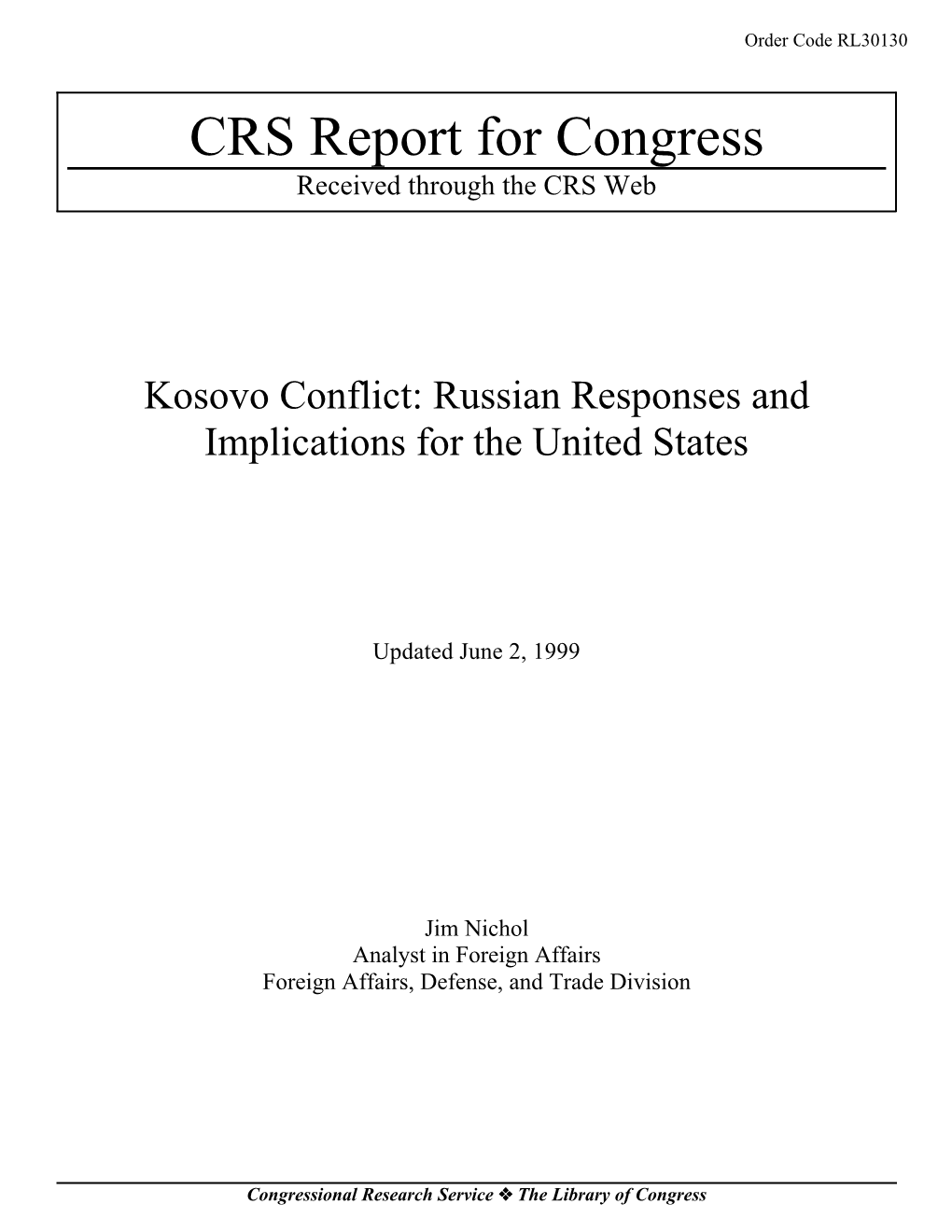 CRS Report for Congress Received Through the CRS Web