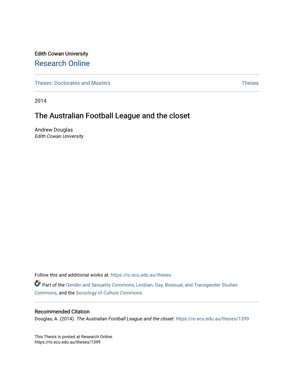 The Australian Football League and the Closet