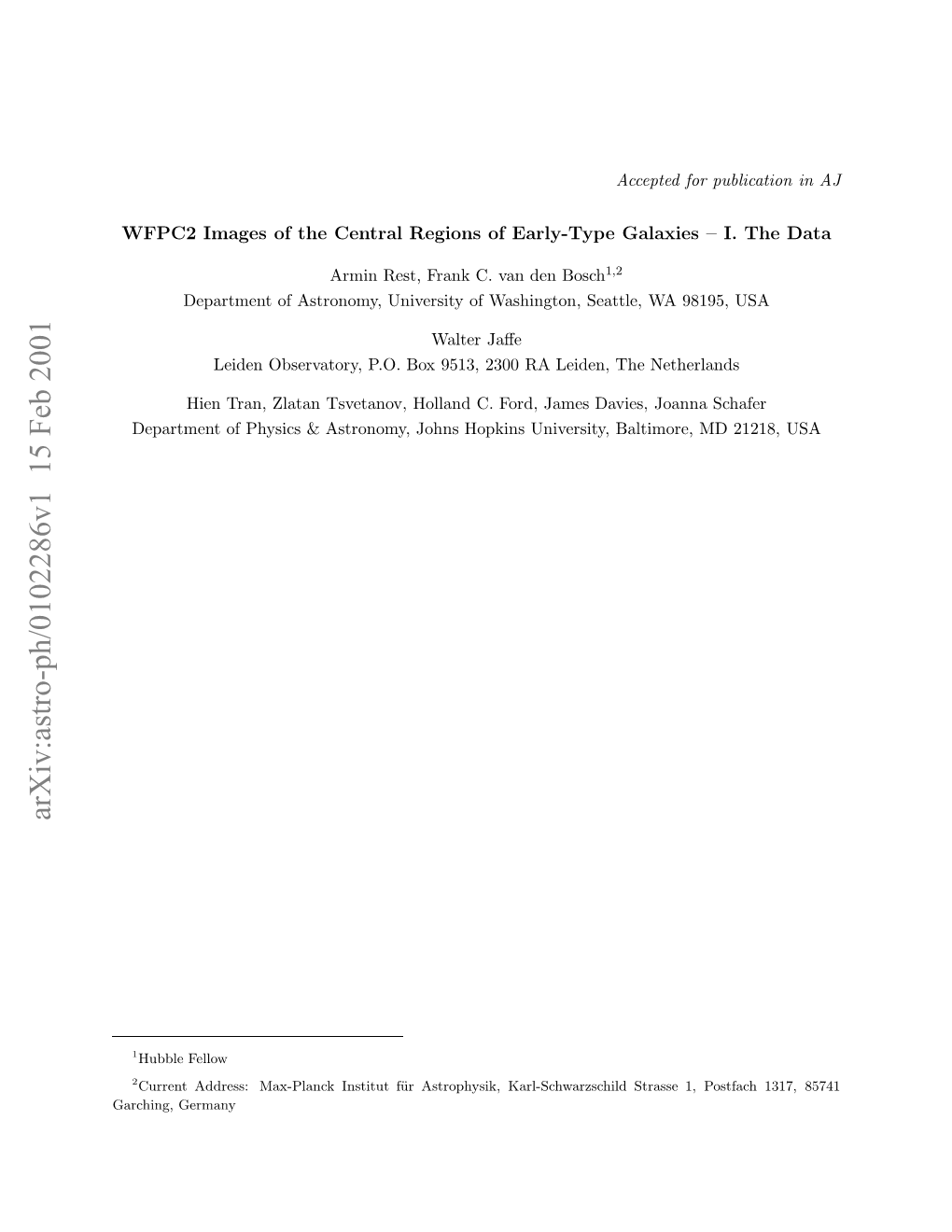 WFPC2 Images of the Central Regions of Early-Type Galaxies-I. the Data