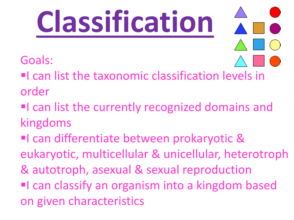 Classification & Dichotomous