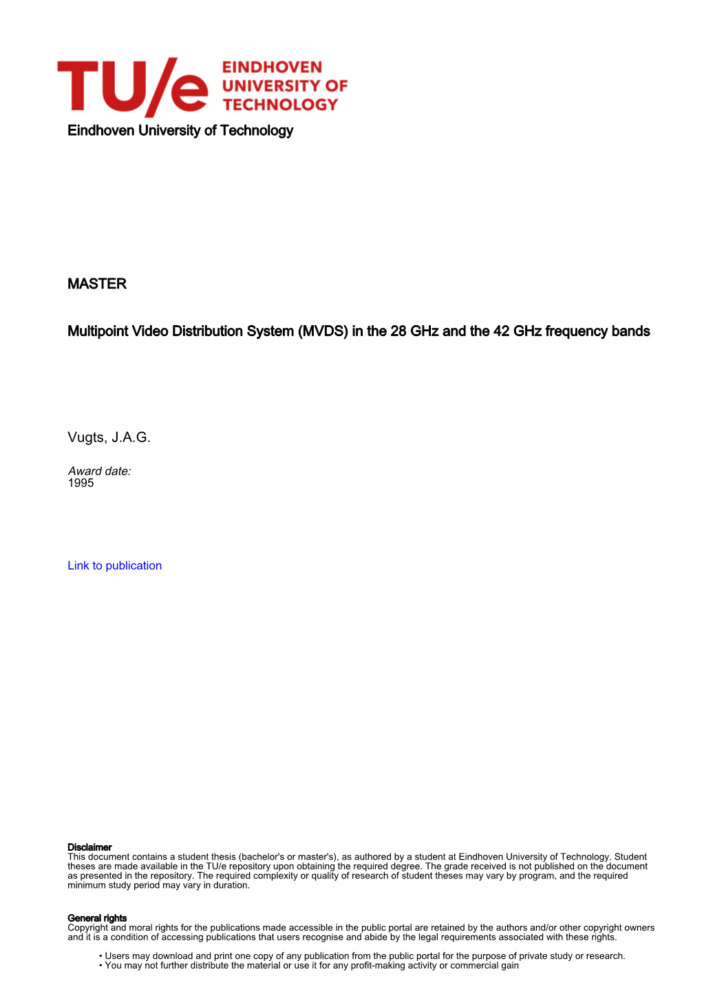 MVDS) in the 28 Ghz and the 42 Ghz Frequency Bands