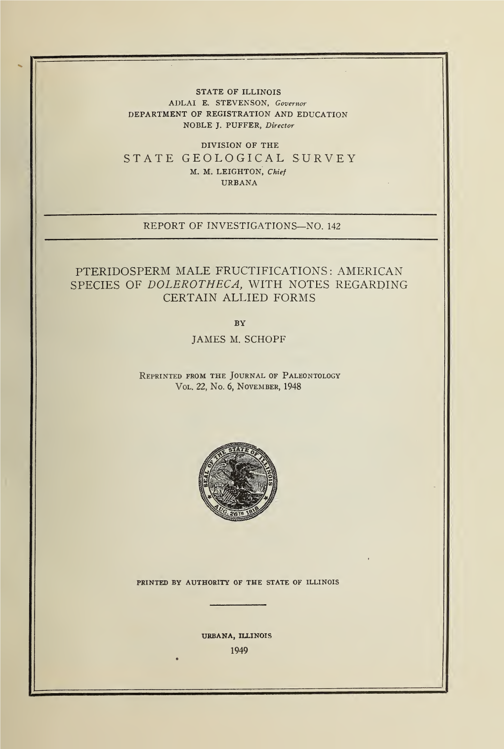 Pteridosperm Male Fructifications; American Species of Dolerotheca