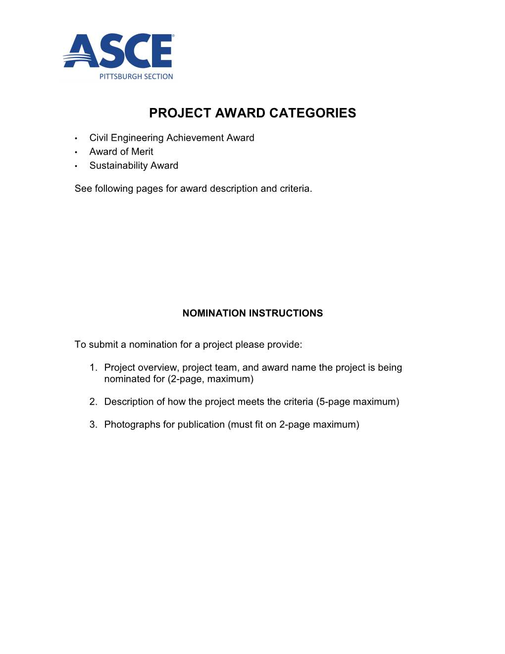 Project Award Categories