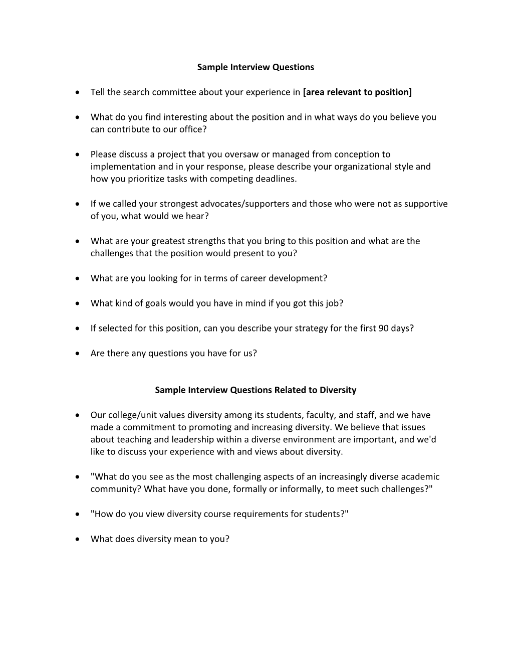 Sample Interview Questions s2