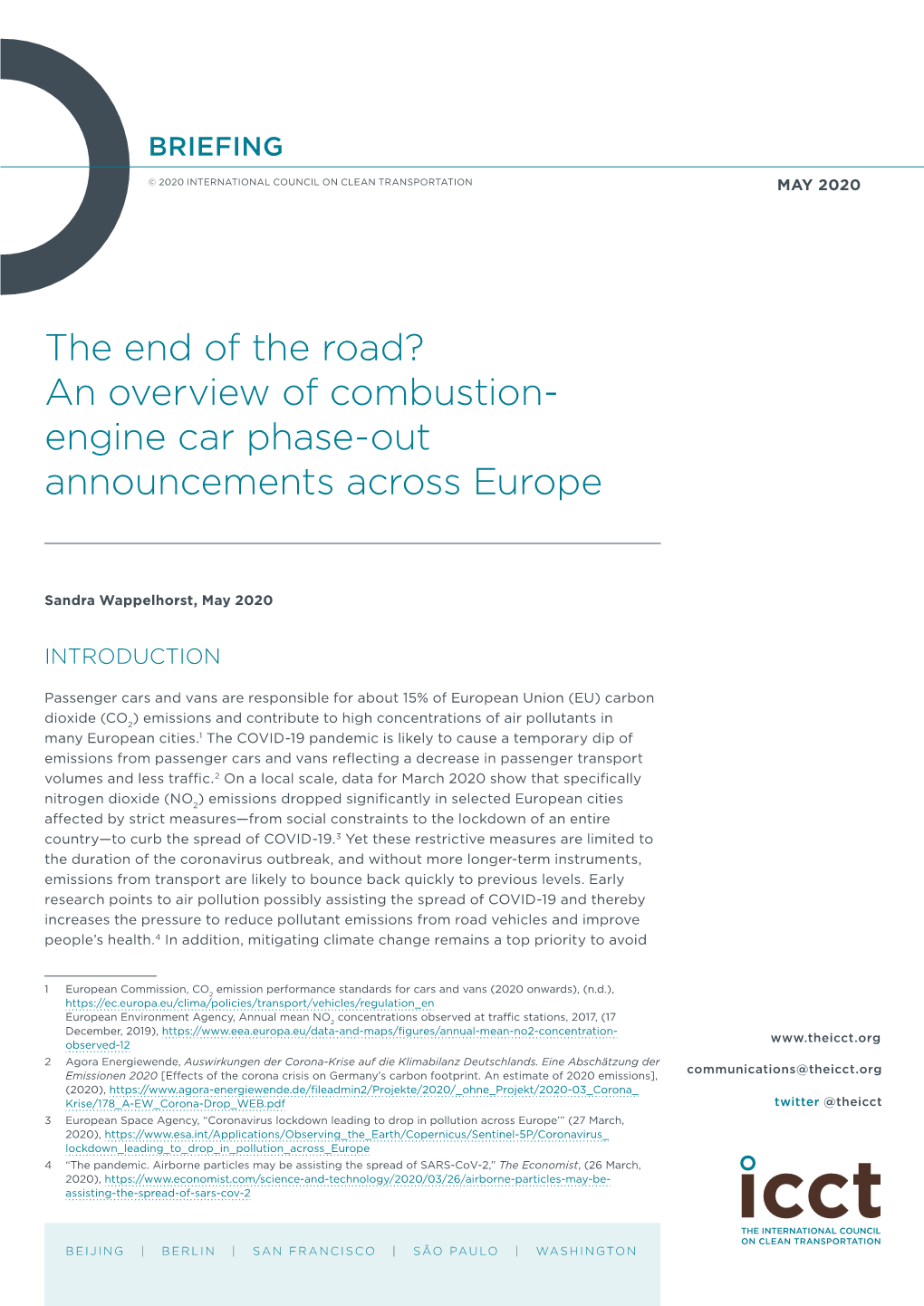 The End of the Road? an Overview of Combustion Engine Car Phase-Out