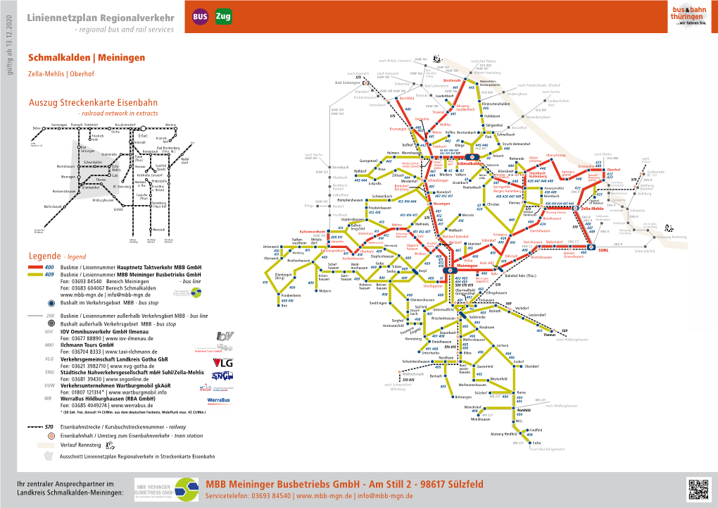 Liniennetzplan Regionalverkehr MBB Meininger Busbetriebs Gmbh