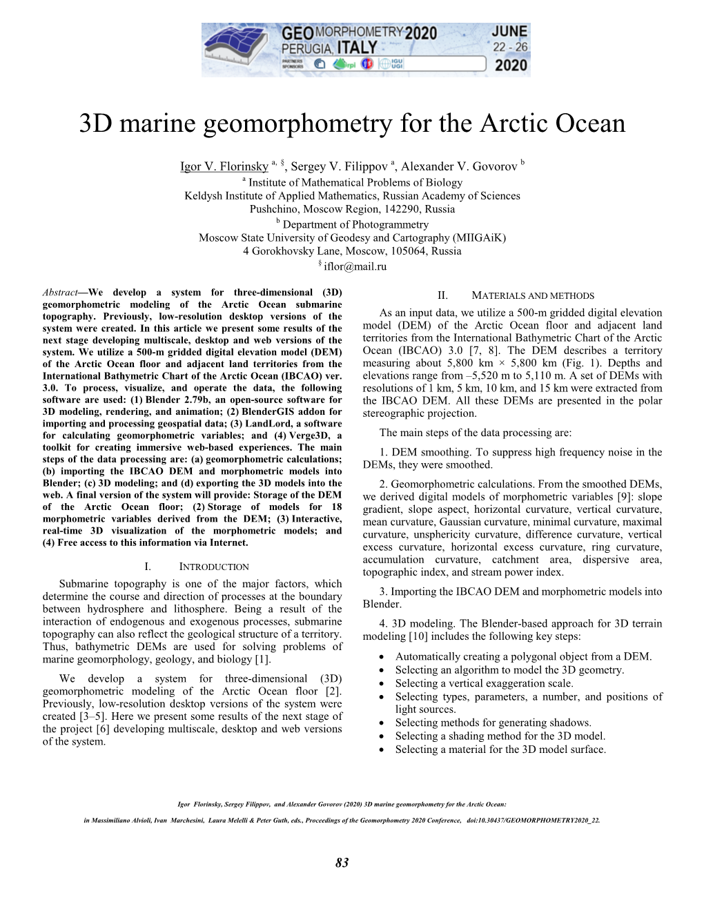 3D Marine Geomorphometry for the Arctic Ocean