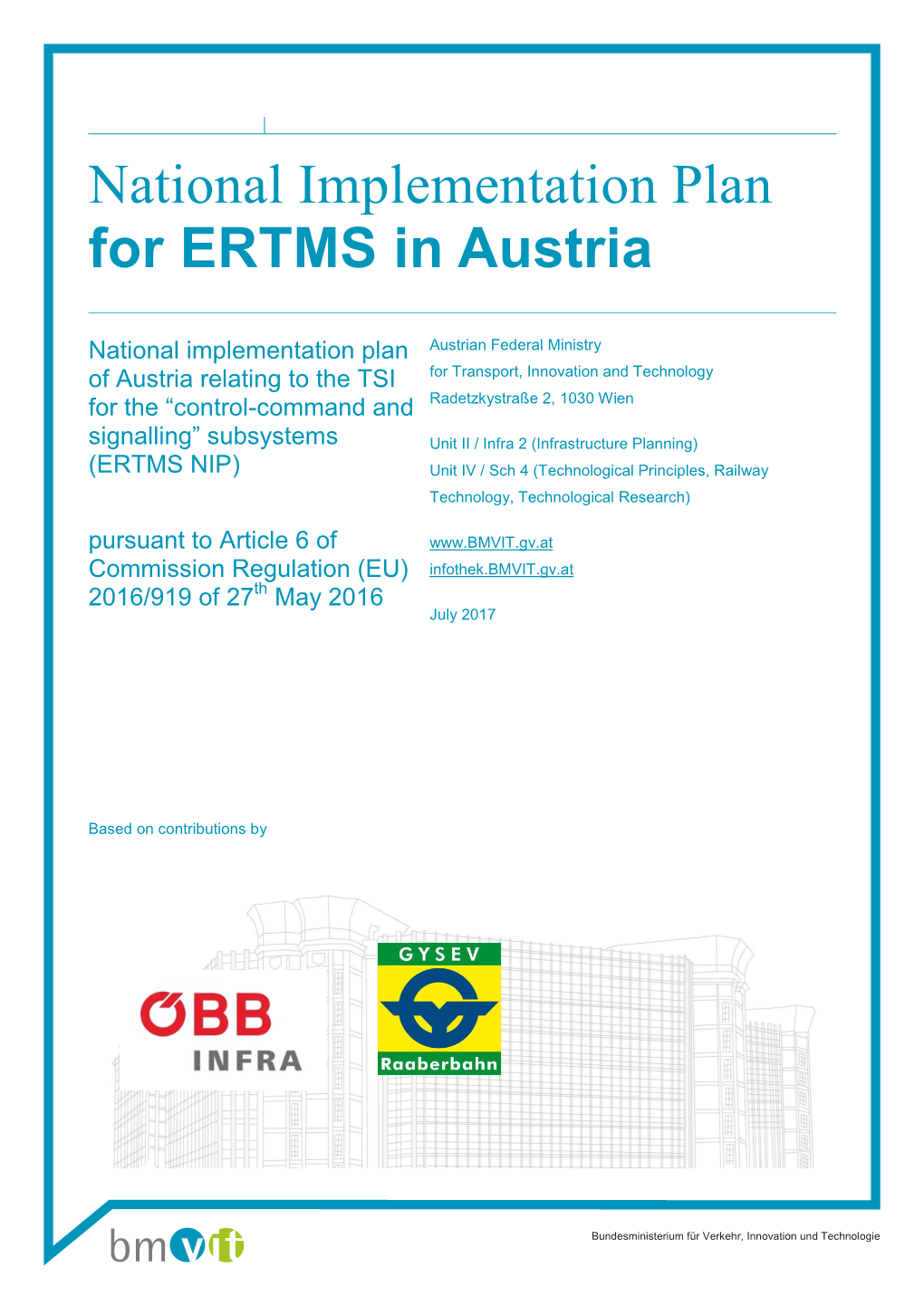 National Implementation Plan for ERTMS in Austria