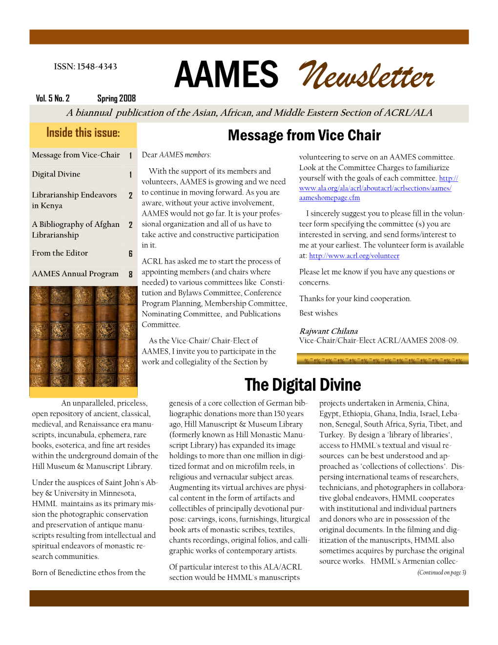 AAMES Newsletter Spring 2008