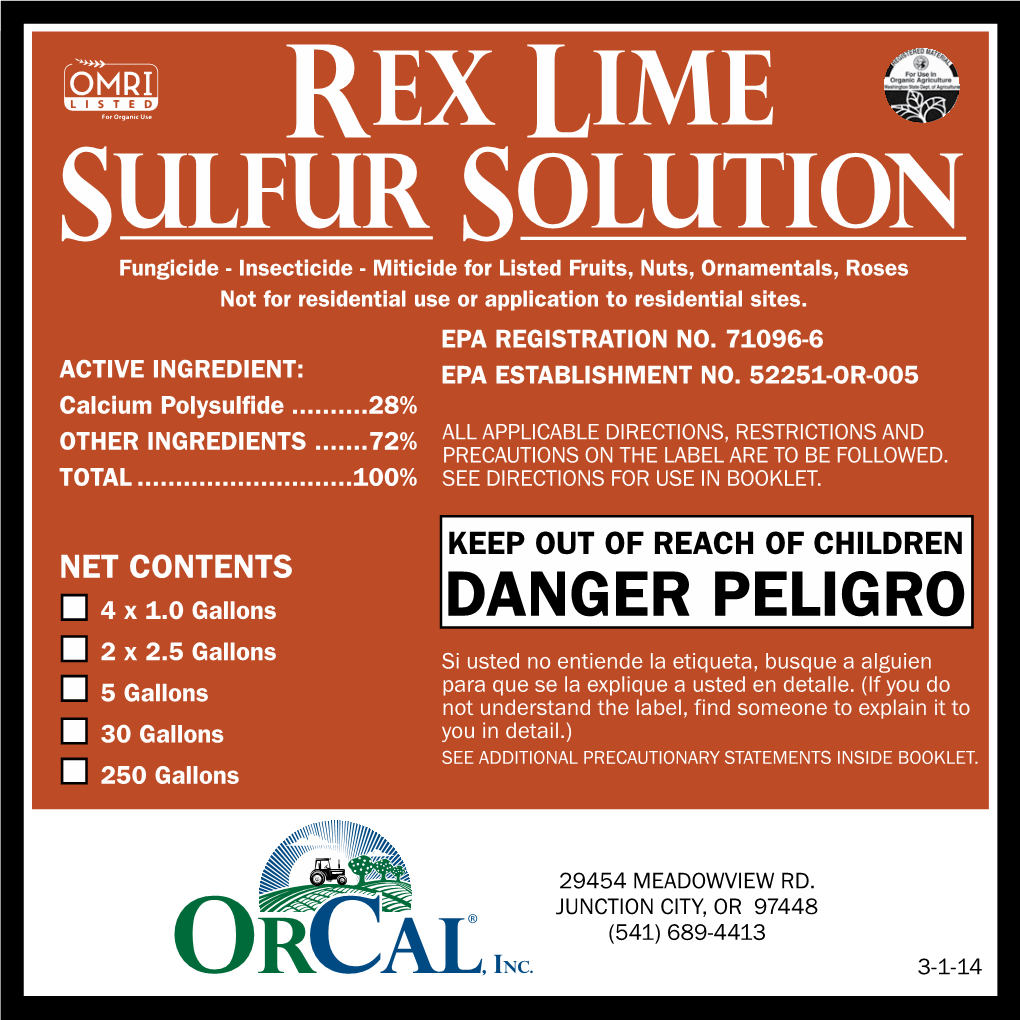 Rex LIME Sulfur Solution