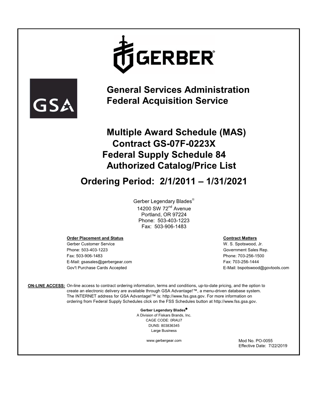 MAS Contract GS-07F-0223X Full GSA Price List