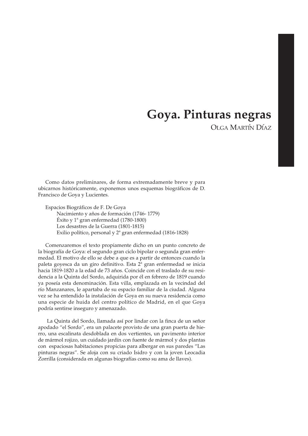 Goya. Pinturas Negras OLGA MARTIN´ DIAZ´