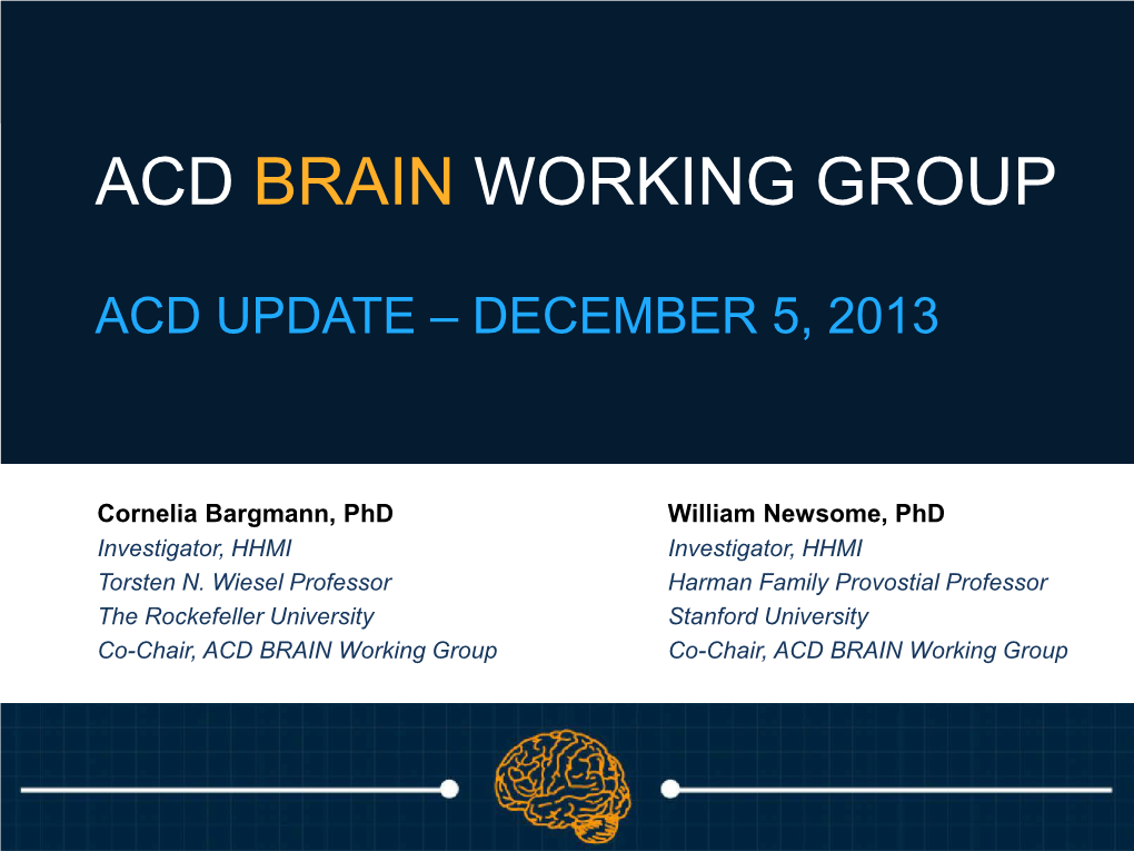 ACD Brain Working Group ACD Update