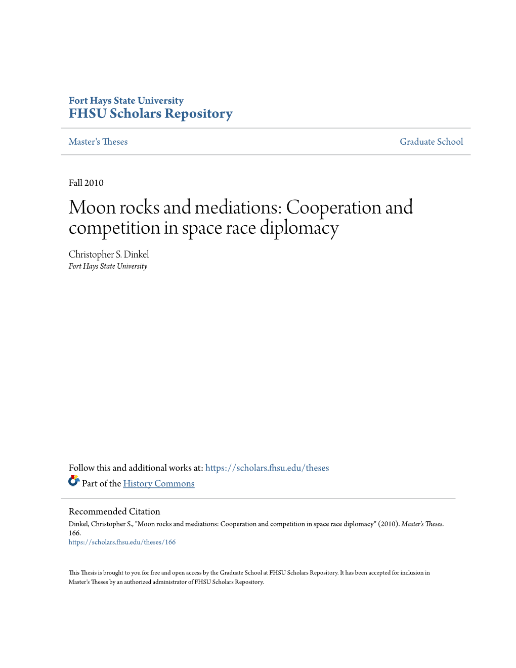 Cooperation and Competition in Space Race Diplomacy Christopher S