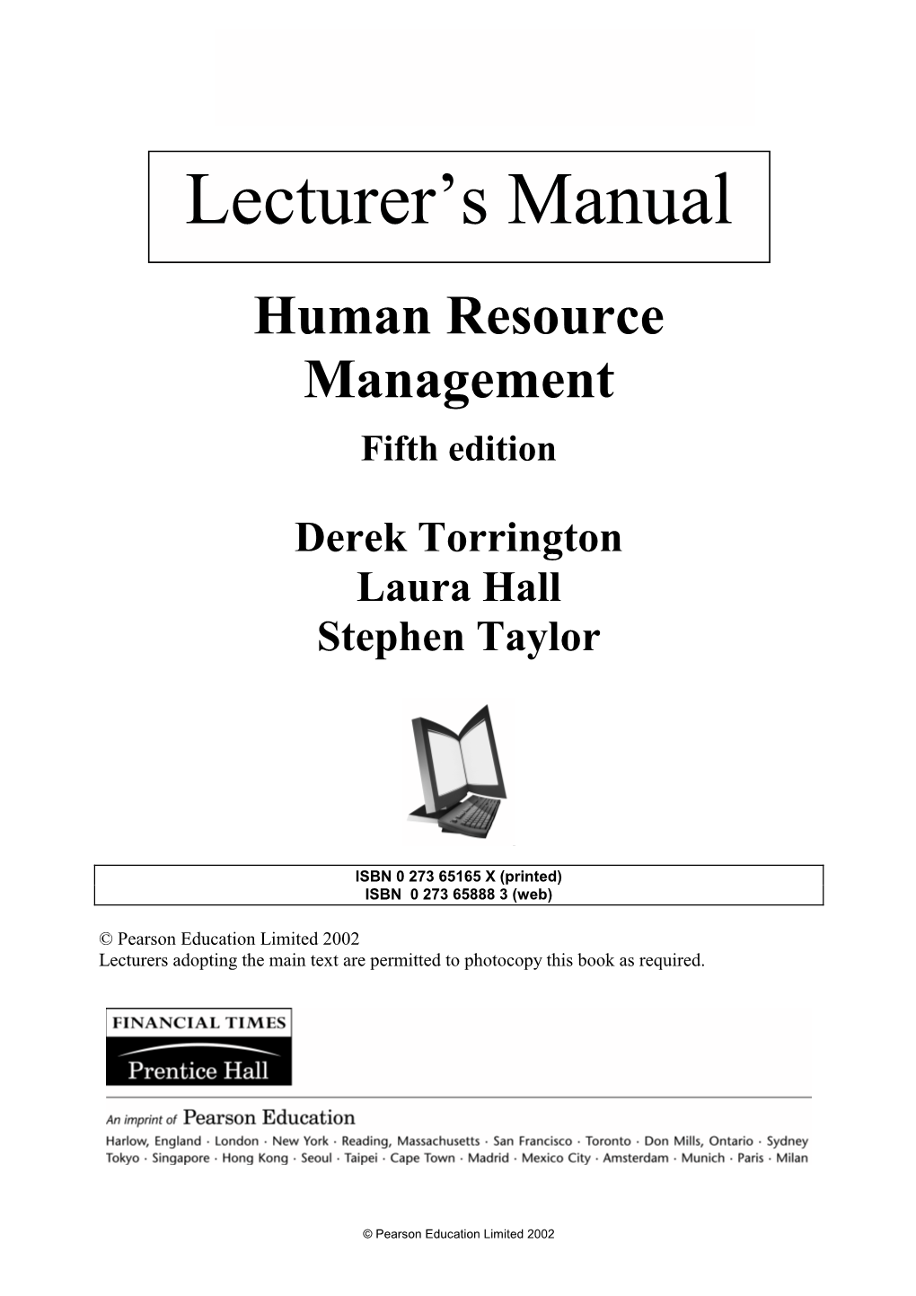 Human Resource Management, Fifth Edition, Lecturer’S Manual