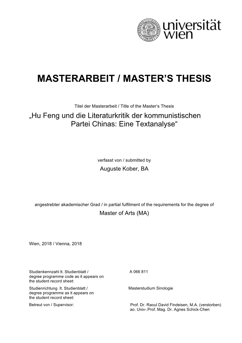 Masterarbeit / Master's Thesis